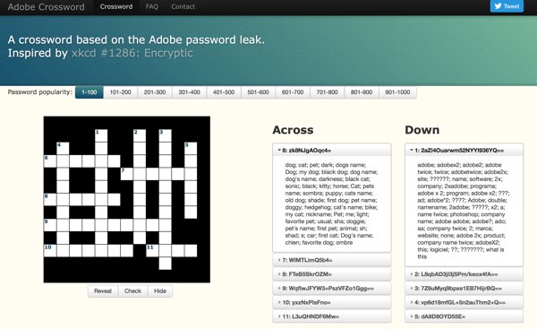 Adobe Password Crossword